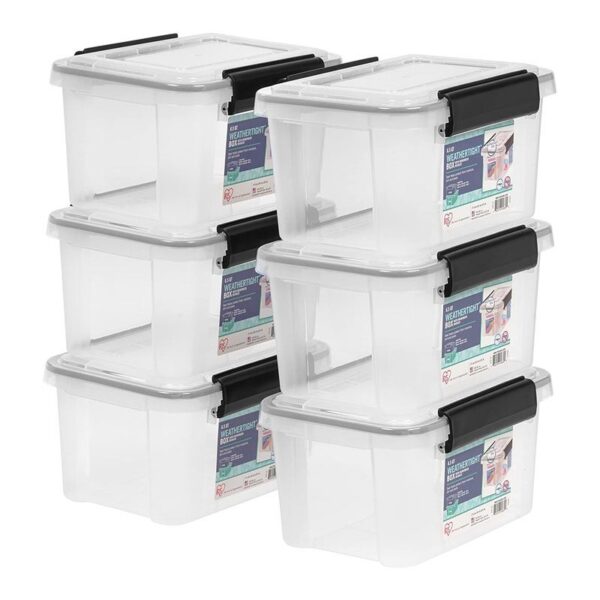 IRIS USA, Inc. UCB-XS WEATHERTIGHT Storage Box, 6 Pack, 6.5 Quart, Clear