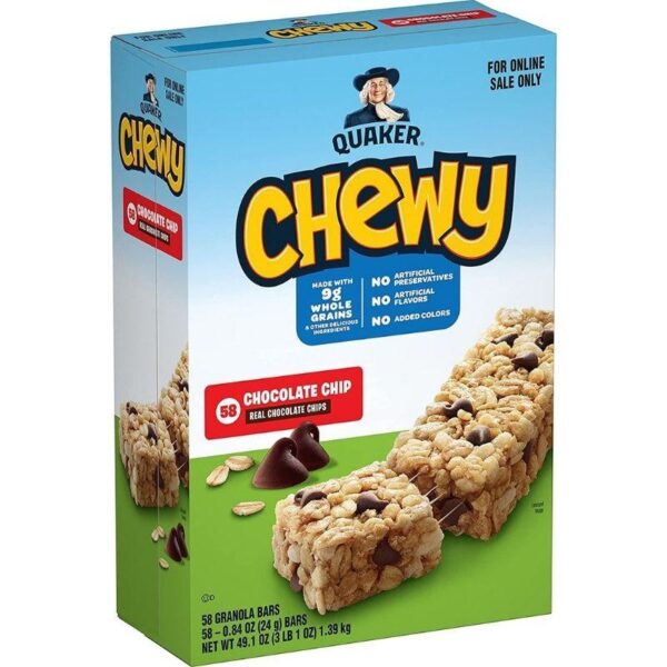 Quaker Chewy Granola Bars, Chocolate Chip, 58 Count (Pack of 1)